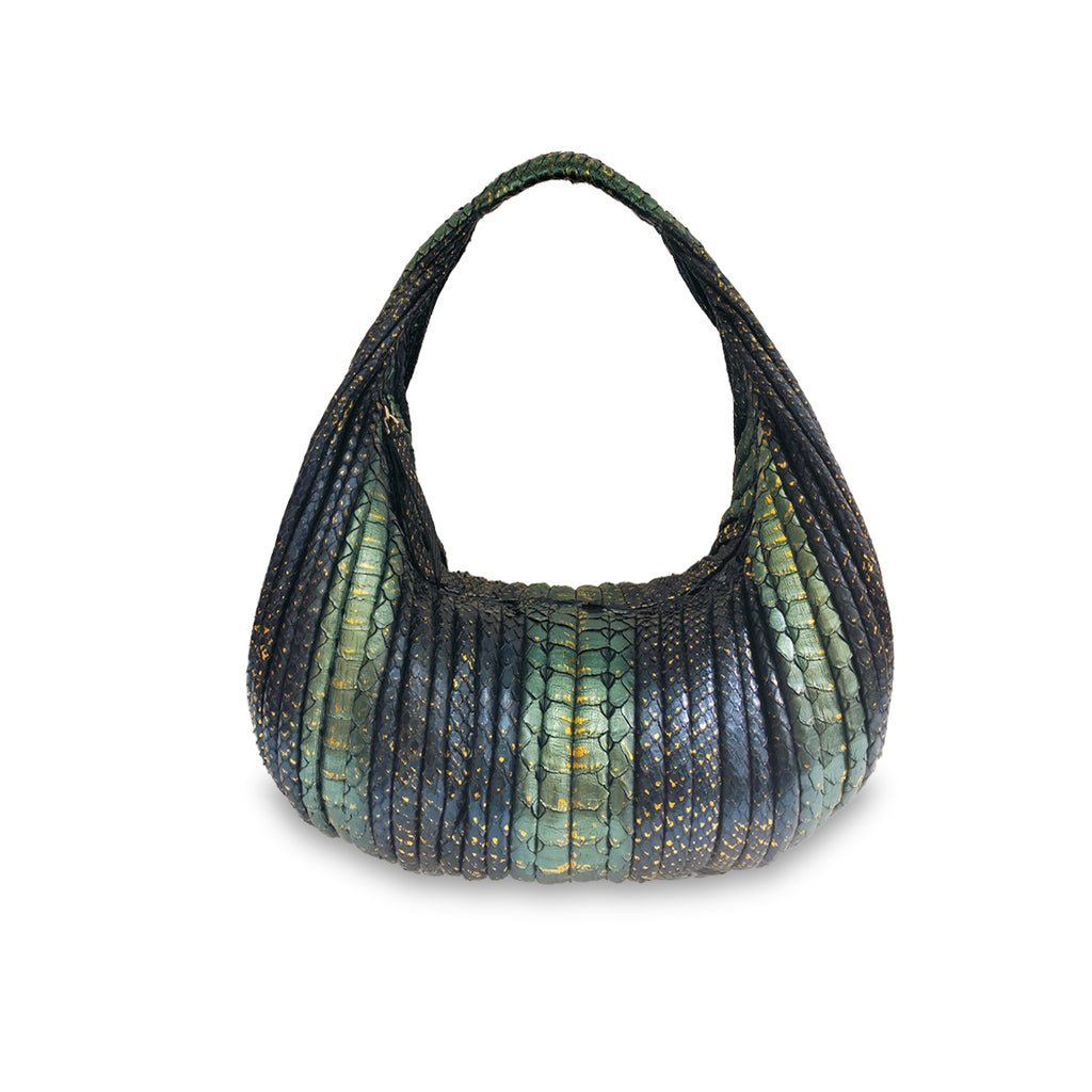 Brioche Patch - Navy Green Motif