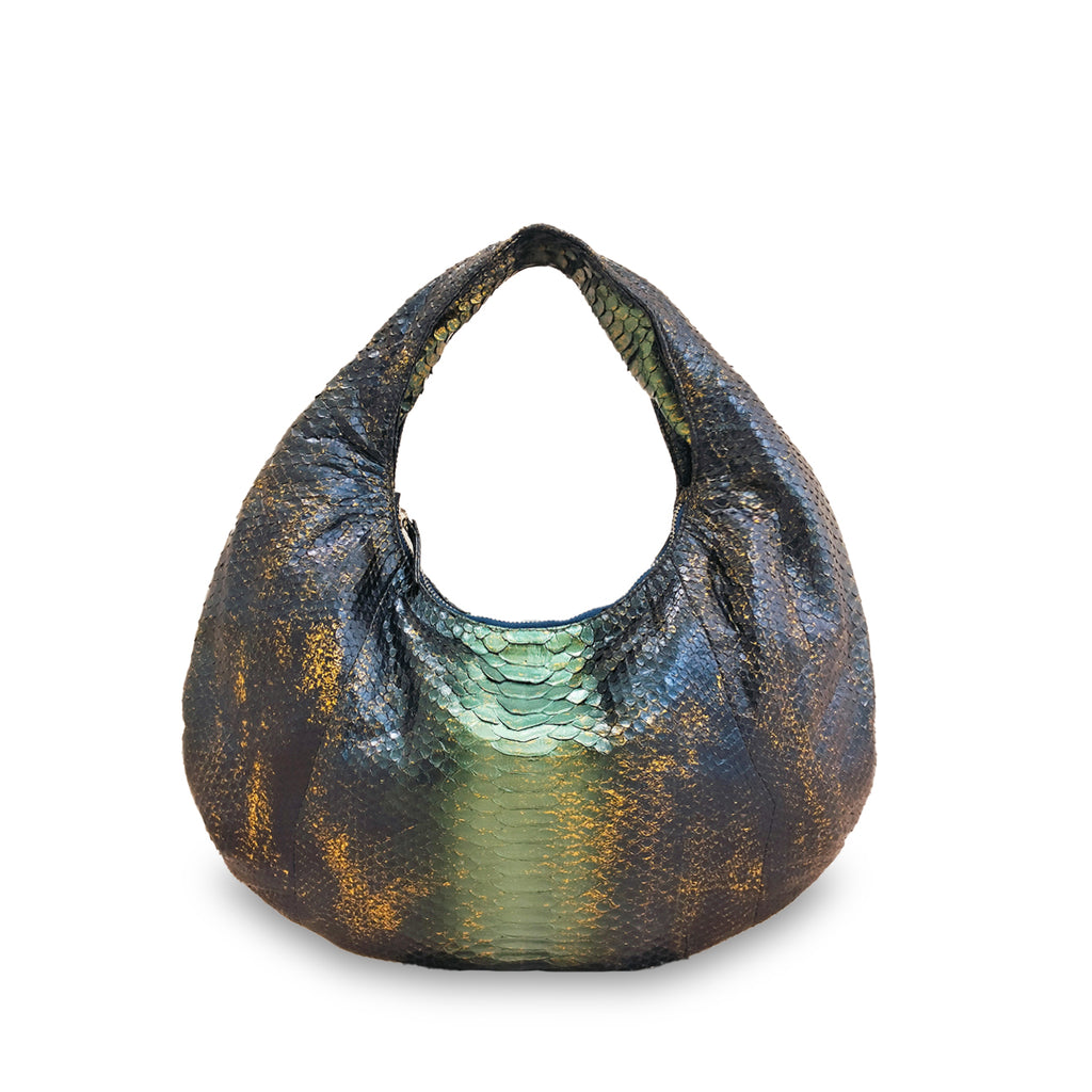 Croissant Medium Large - Navy Green Motif