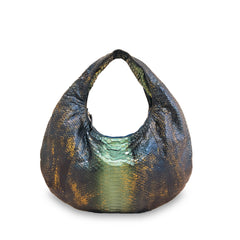Croissant Medium Large - Navy Green Motif
