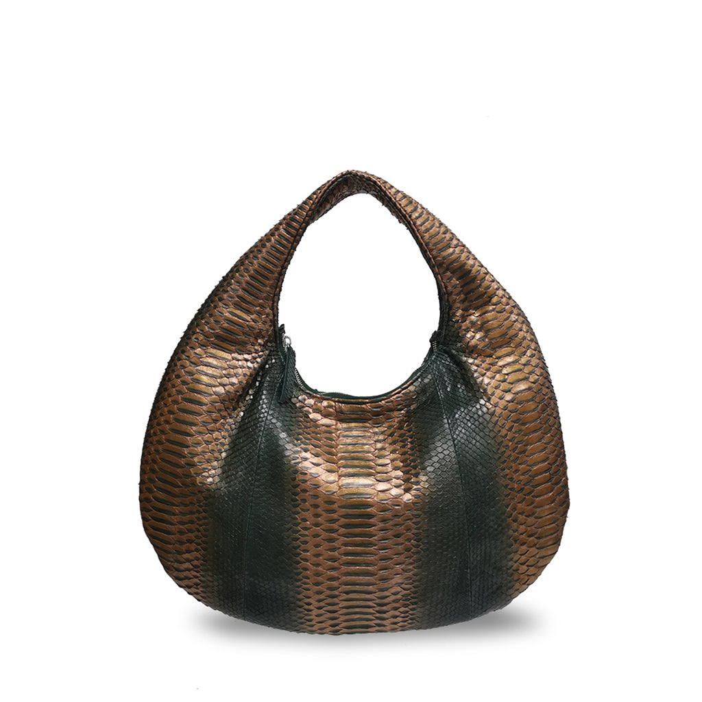 Croissant Medium Large - Dark Green Motif Bronze