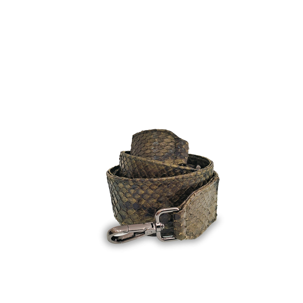 Python Bag Strap - Army Motif W Gun Buckle
