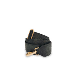 Python Bag Strap - Black W Gold Buckle