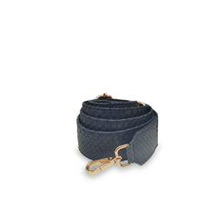 Python Bag Strap - Navy W Gold Buckle
